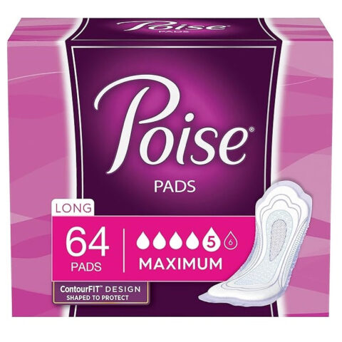 Poise Incontinence Pads - Maximum Absorbency - Long - 64 Count