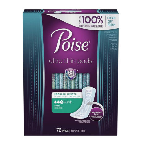 Poise Ultra Thin Regular Length Incontinence & Postpartum Pads With Wings - Light Absorbency - 72 Count