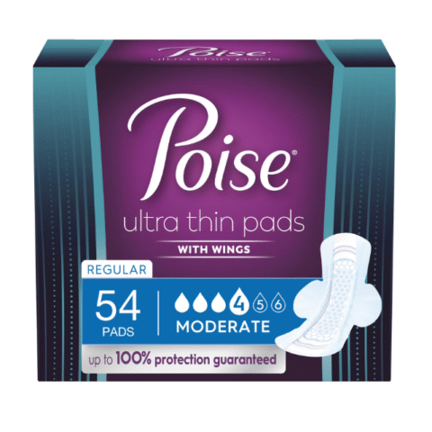 Poise Ultra Thin Regular Length Incontinence & Postpartum Pads With Wing Medium Absorbency 54 Count