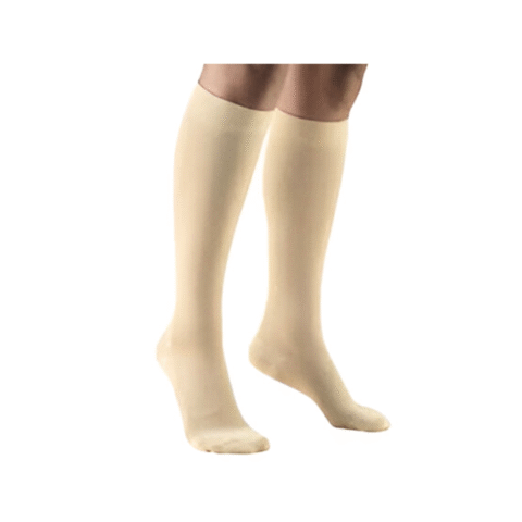 Pr/1 Truform Classic Medical 30-40Mmhg Below-Knee Soft Top Short Lg (15 1/2 - 18") Beige Compression Socks Latex-Free
