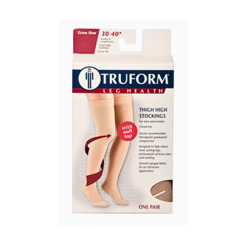 Pr/1 Truform Medical Leg Wear 20-30Mmhg Below-Knee Open-Toe Lg (15 1/2 - 18") Beige Silicone Dot Top Compression Sock Latex-Free