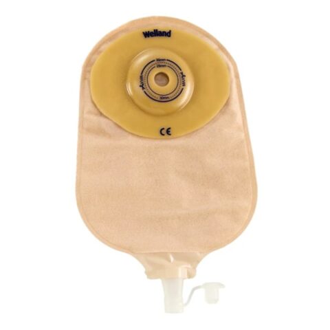 Premier One-Piece Urostomy Pouch, Pre-Cut Stoma Opening 1-1/8″ (29mm), Beige 9″ (23cm) – Box of 5