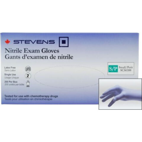 Stevens Nitrile Exam Gloves, Powder‑Free, Non‑Sterile, Small (Box 200 pcs)