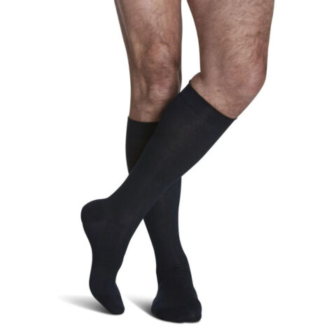 Sigvaris Sea Island Cotton Men's Stockings, 15-20mmHg, Size C, Navy (Per Pair)