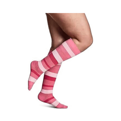 Sigvaris Microfiber Shades Men's Stockings, 15-20mmHg, Size C, Pink Stripe