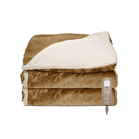 Sunbeam TRT8WR-R230-25A44 Sherpa RoyalMink Electric Heated Throw Blanket - Honey