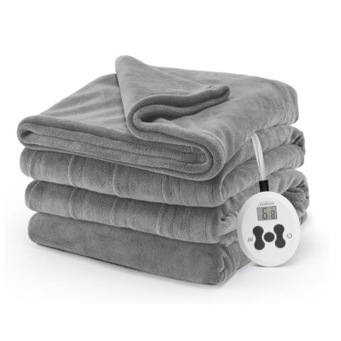 Sunbeam Royal Luxe Dove Grey Heated Blanket - Twin