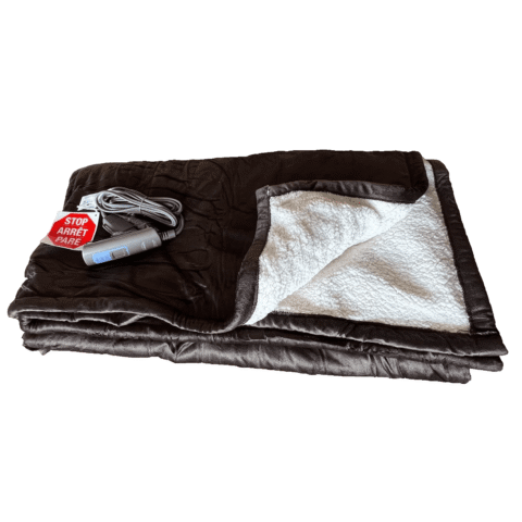 Sunbeam Royal Mink Sherpa Brown Heated Personal Throw Blanket Full