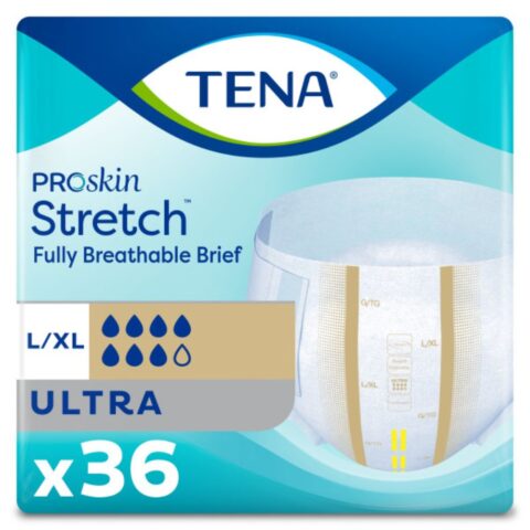 TENA® Stretch Ultra Briefs, L/XL (waist size 104-163cm) (Pkg 36 pcs)