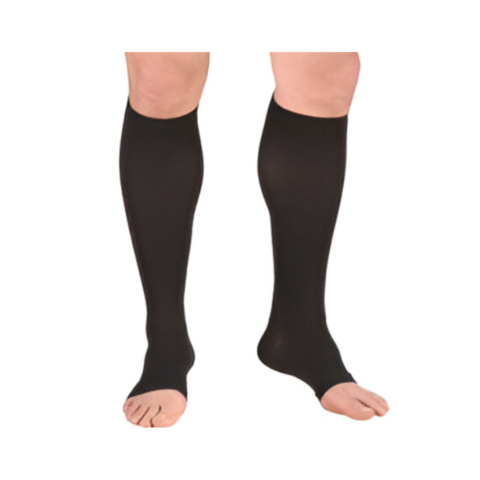 Truform 15-20 mmHg Open-Toe Compression Socks, Black, Large (Pair
