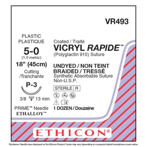 VICRYL RAPIDE™ (Polyglactin 910) Suture VR493 (5-0, 18", P-3 Needle)