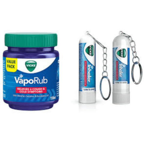 Vicks Vaporub & Inhaler Relieves Blocked Nose Cold Relief  1 Vaporub+2 inhalers