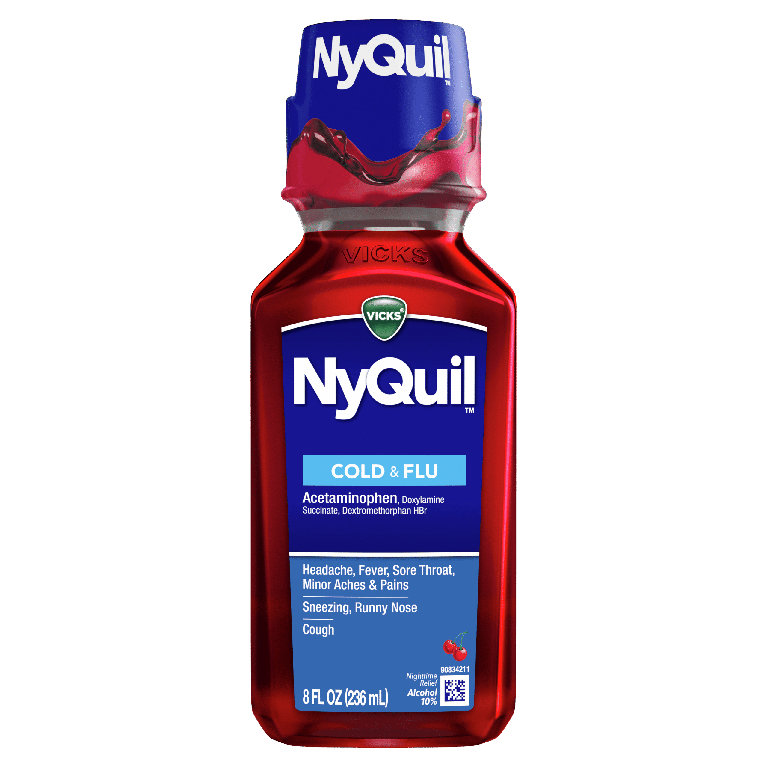 Vicks Nyquil Liquid for Cold and Flu - Cherry - 236ml
