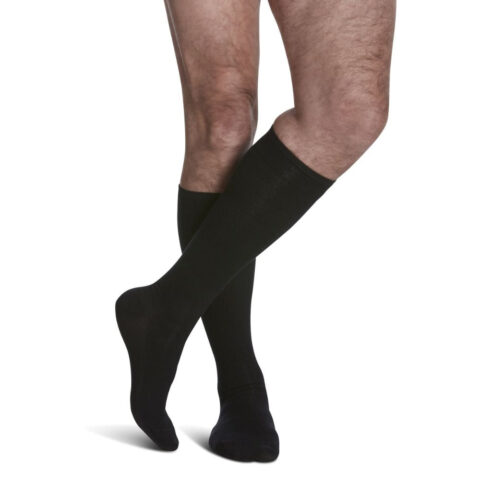 Sigvaris All-Season Merino Wool Men's Stockings, 15-20mmHg, Size B, Black (Per Pair)