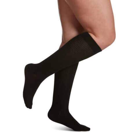 Sigvaris Casual Cotton Women's Stockings, 15-20mmHg, Size B, Black (Per Pair)