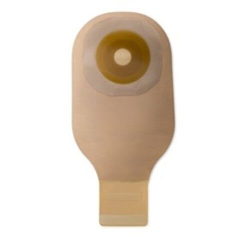 Premier One-Piece Convex Skin Barrier 12" Drainable Pouch Clamp Closure Beige Pre-Cut 3/4" With Tapered Border Bx/5