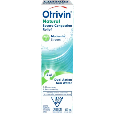 Otrivin Natural Severe Congestion Relief Moderate Stream Nasal Spray - 2 in 1 Sea Water - 100ml
