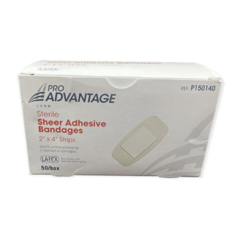 Pro Advantage® Sheer Adhesive Bandages, 2" x 4" Strips (Box 50 pcs)
